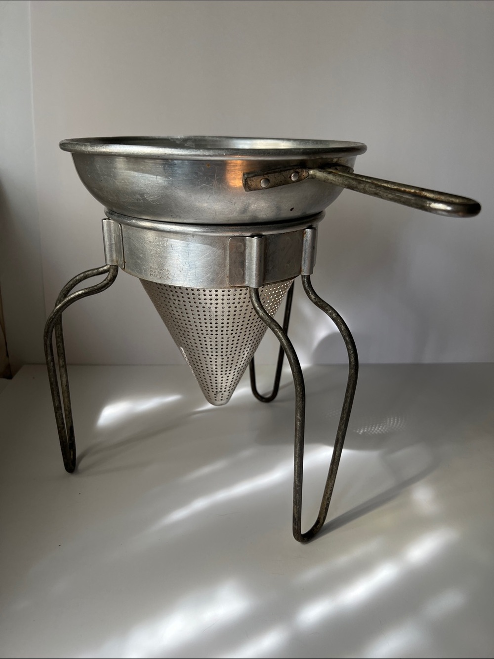 Wear Ever # 8 Cone Strainer with Stand - Silver Kitchen Straining Tool